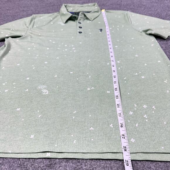 William Murray Green Four Leaf Clover Print Short Sleeve Golf Polo Shirt Size L - Picture 4 of 7